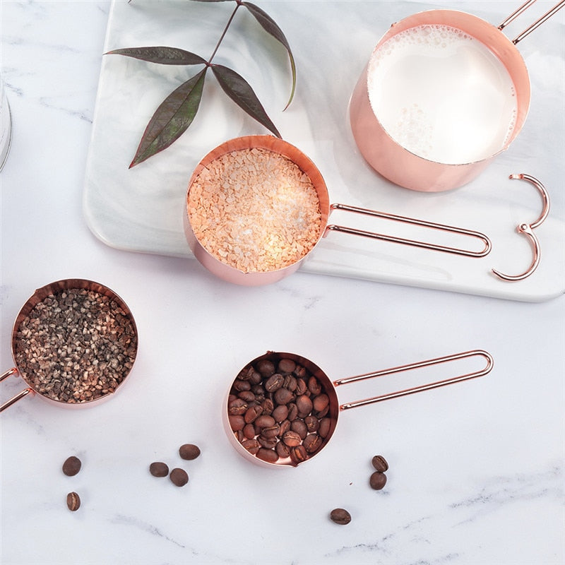 Rose Gold Stainless Steel Measuring Cups and Spoons Set