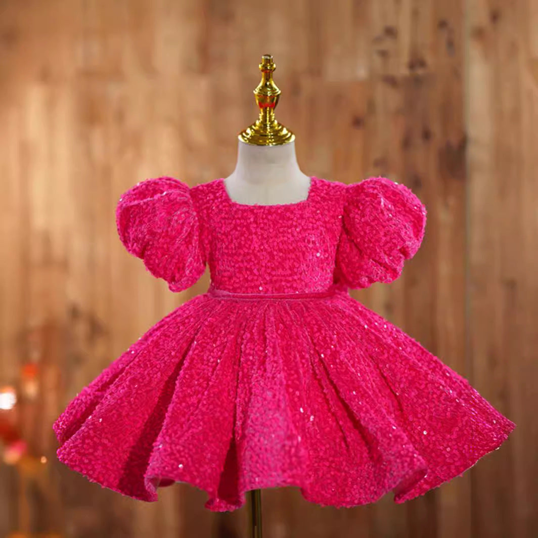 Girls' Princess Party Dress With Sparkling Full Skirt