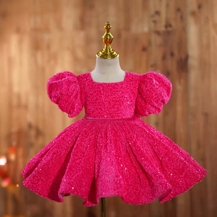 Girls' Princess Party Dress With Sparkling Full Skirt