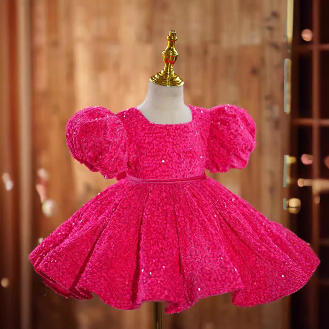 Girls' Princess Party Dress With Sparkling Full Skirt