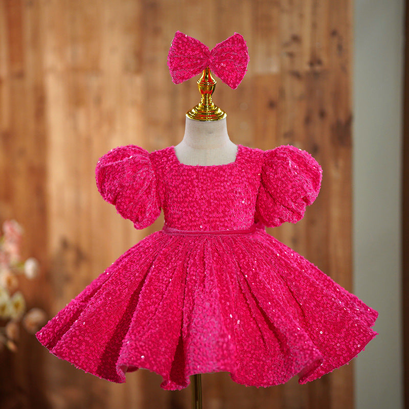 Girls' Princess Party Dress With Sparkling Full Skirt
