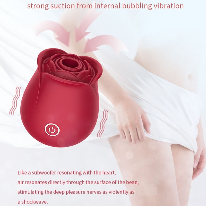 Rose Suction Vibrator With Powerful Bubbling Vibration