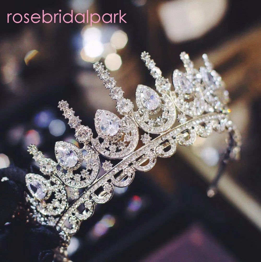 Cubic Zirconia Bridal Tiara Crown for Wedding Hair