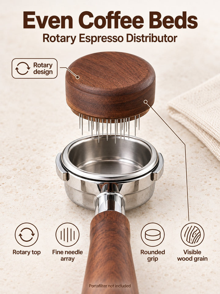 Rotary Espresso Needle Distributor for Even Coffee Beds