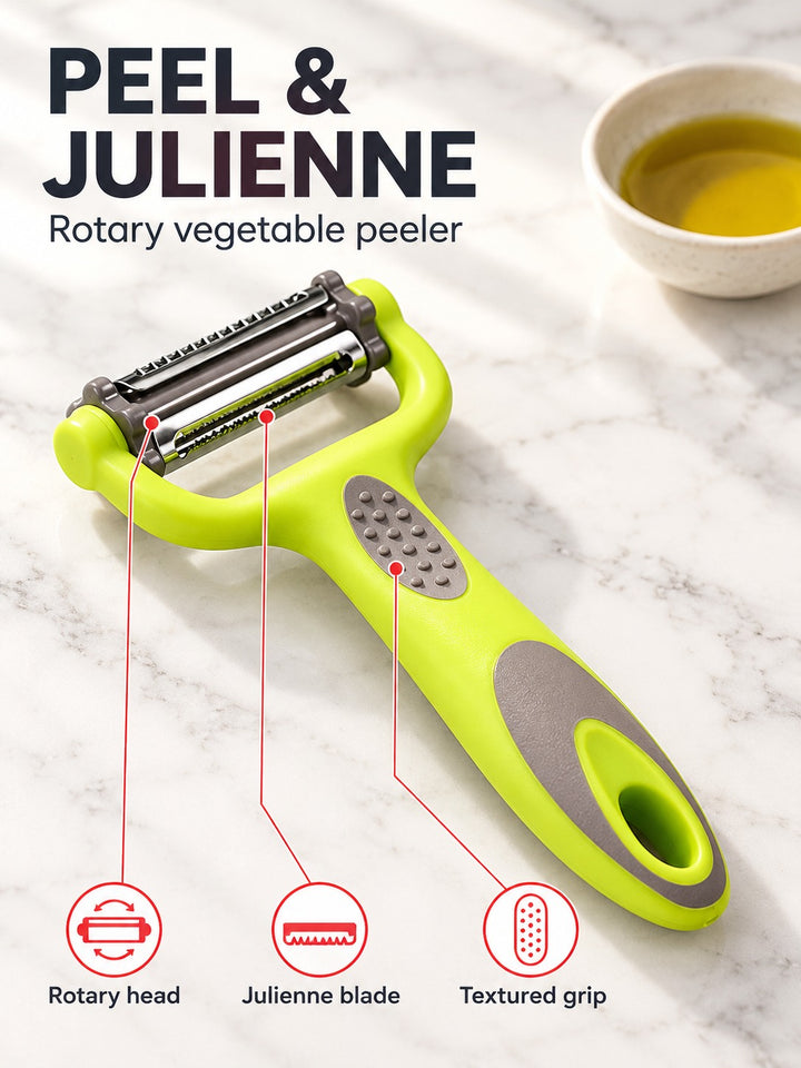 Rotary Vegetable Peeler and Julienne Slicer for Daily Prep