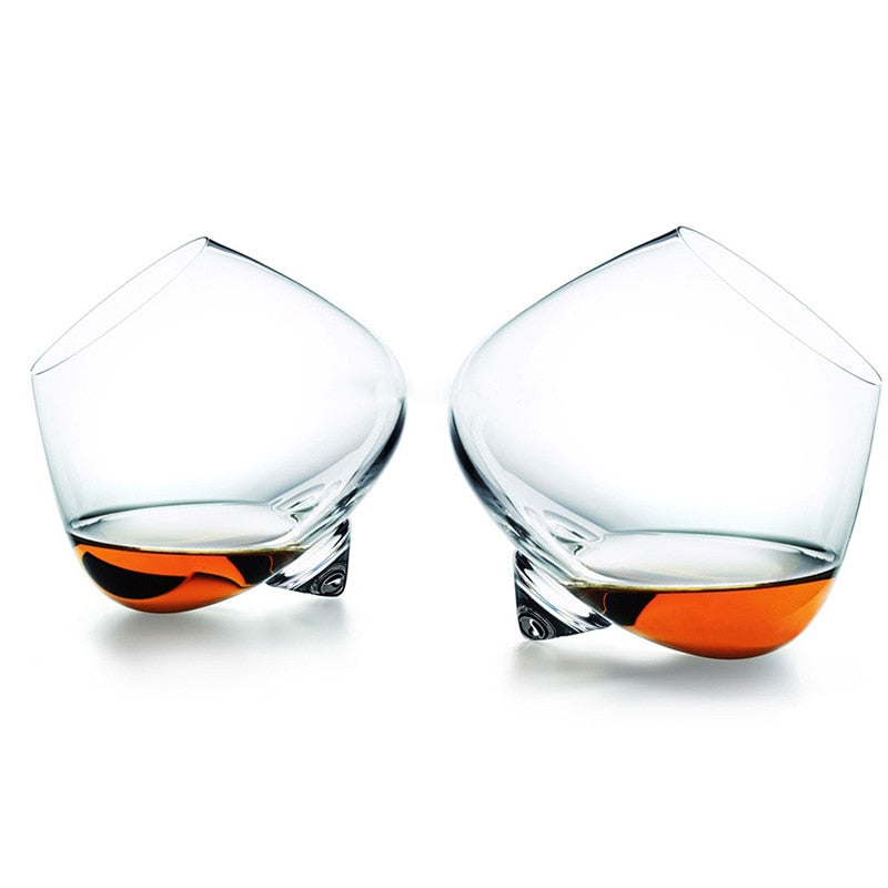Tilted Crystal Whiskey Tumbler, 250ml Cone Base Glass