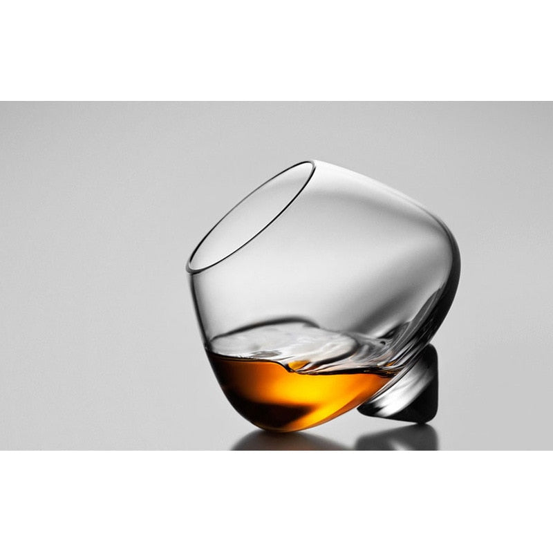 Tilted Crystal Whiskey Tumbler, 250ml Cone Base Glass