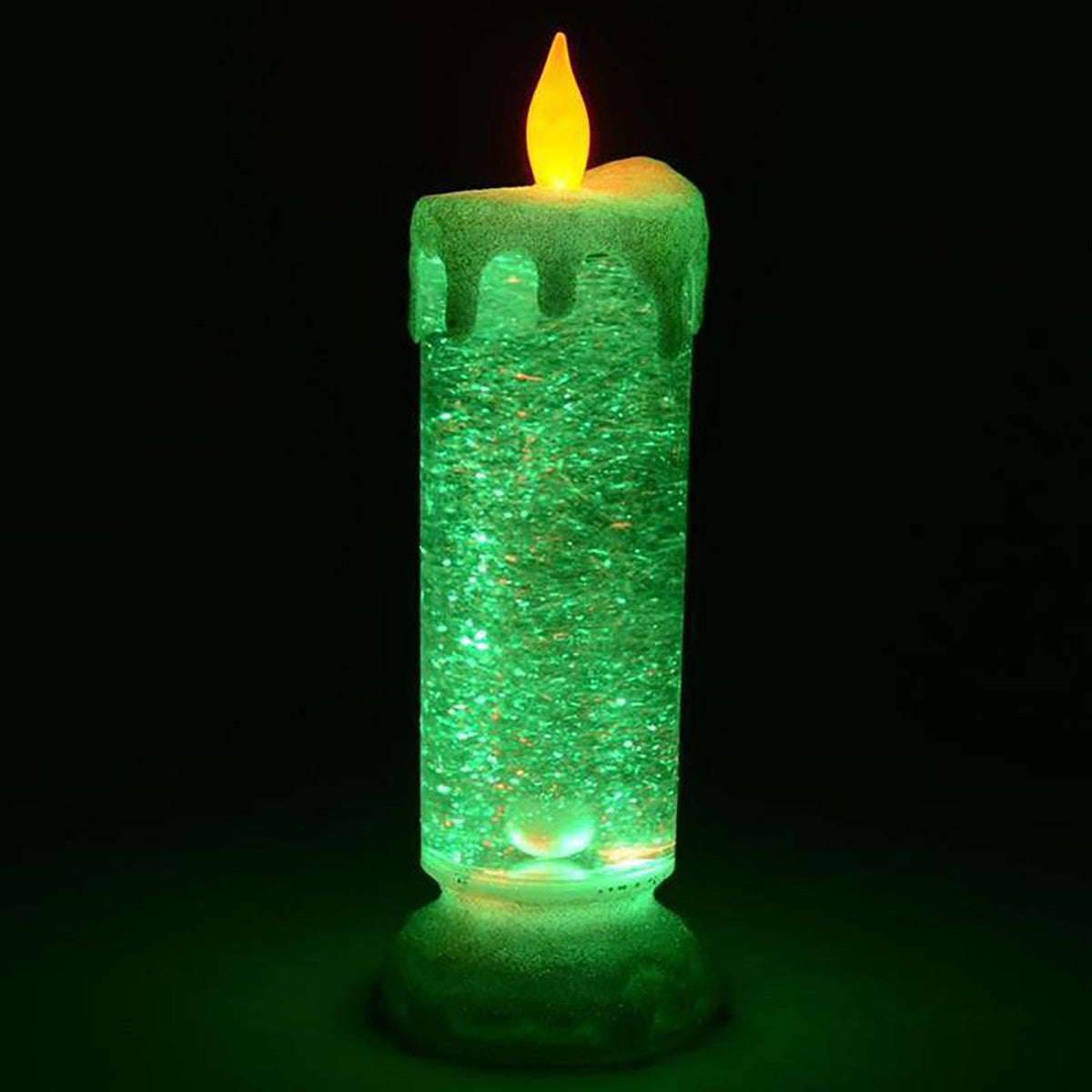 Rotating LED Candle With Color-Changing Glitter Glow