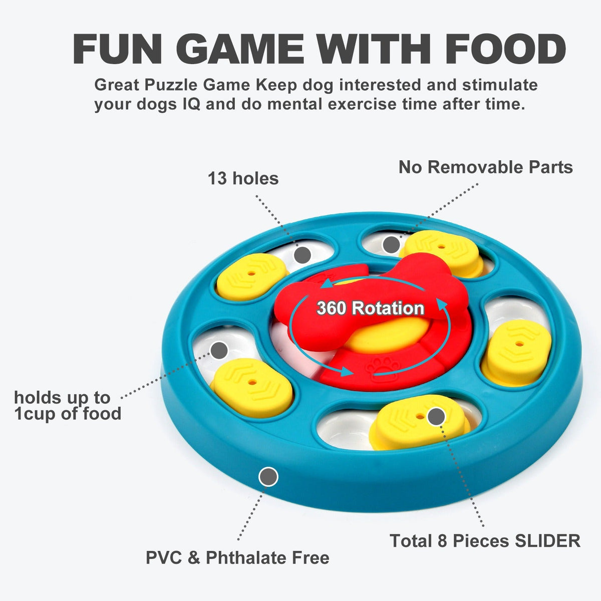 Rotating Slow Feeder Dog Bowl for Mental Enrichment
