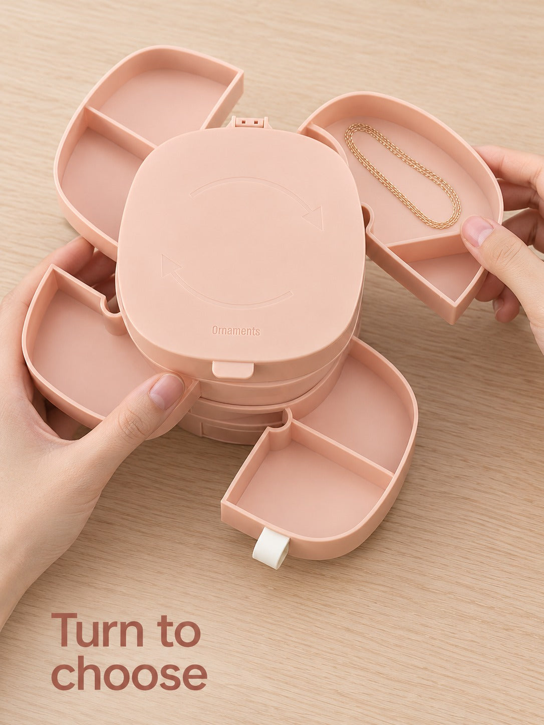Rotating Jewelry Box with Drawers for Necklaces and Earrings