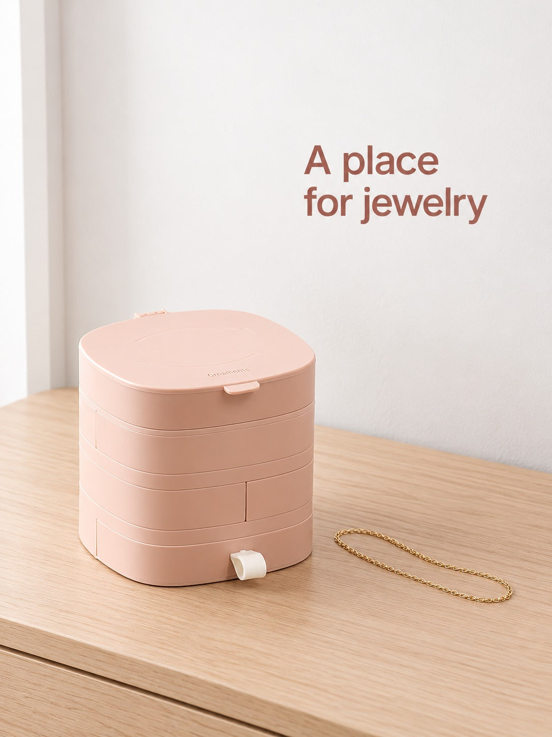 Rotating Jewelry Box with Drawers for Necklaces and Earrings