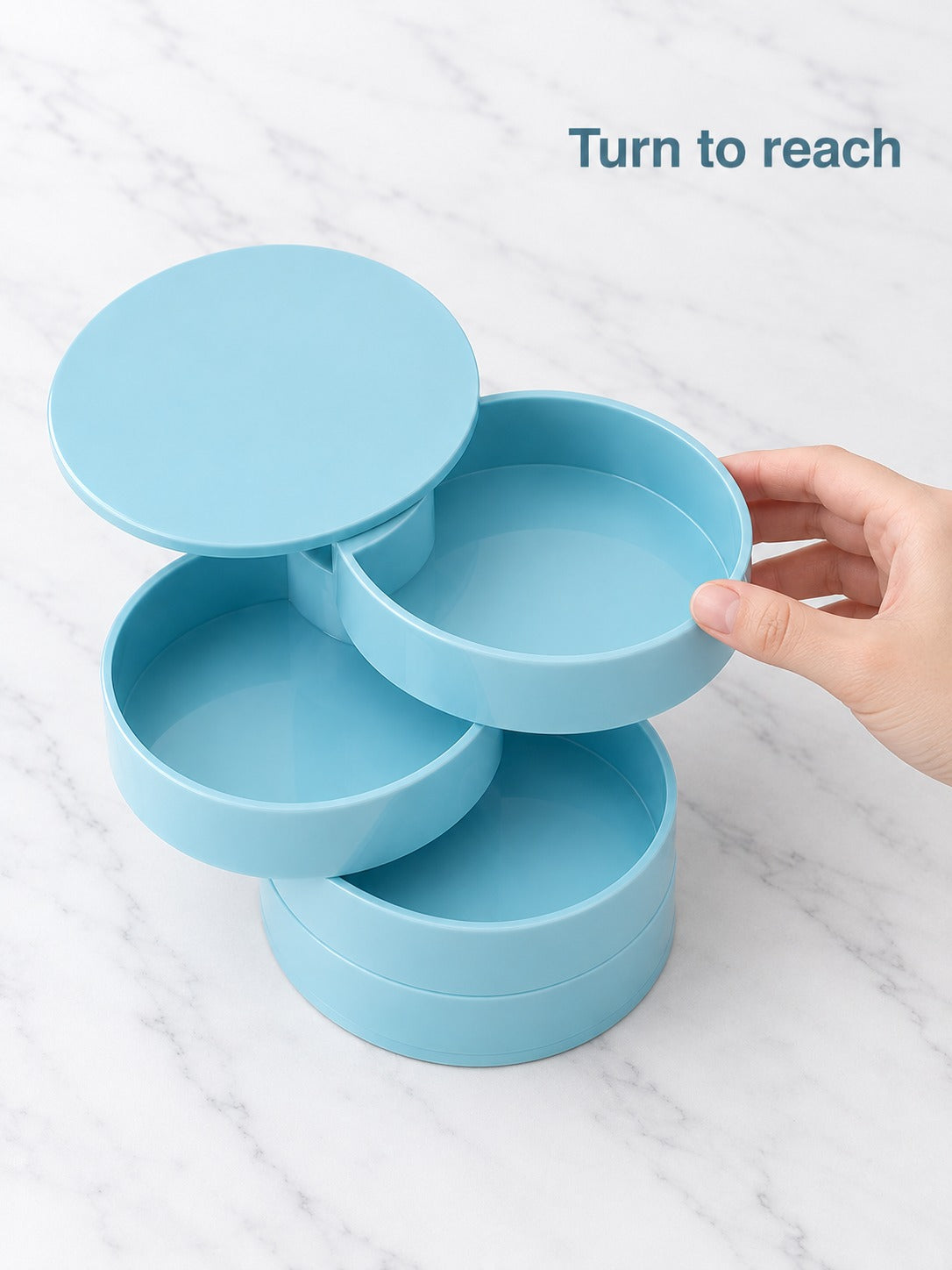 Rotating Jewelry Box with Multi-Layer Earring Tiers