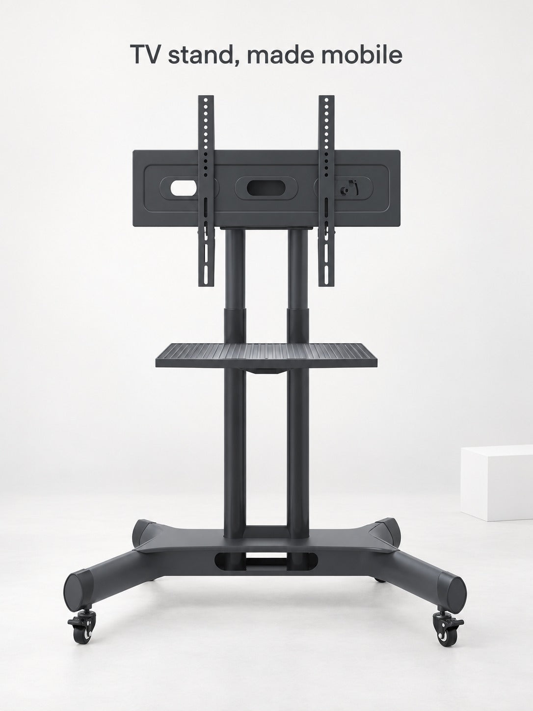 Rotating Mobile TV Stand with Height & Tilt Adjustment