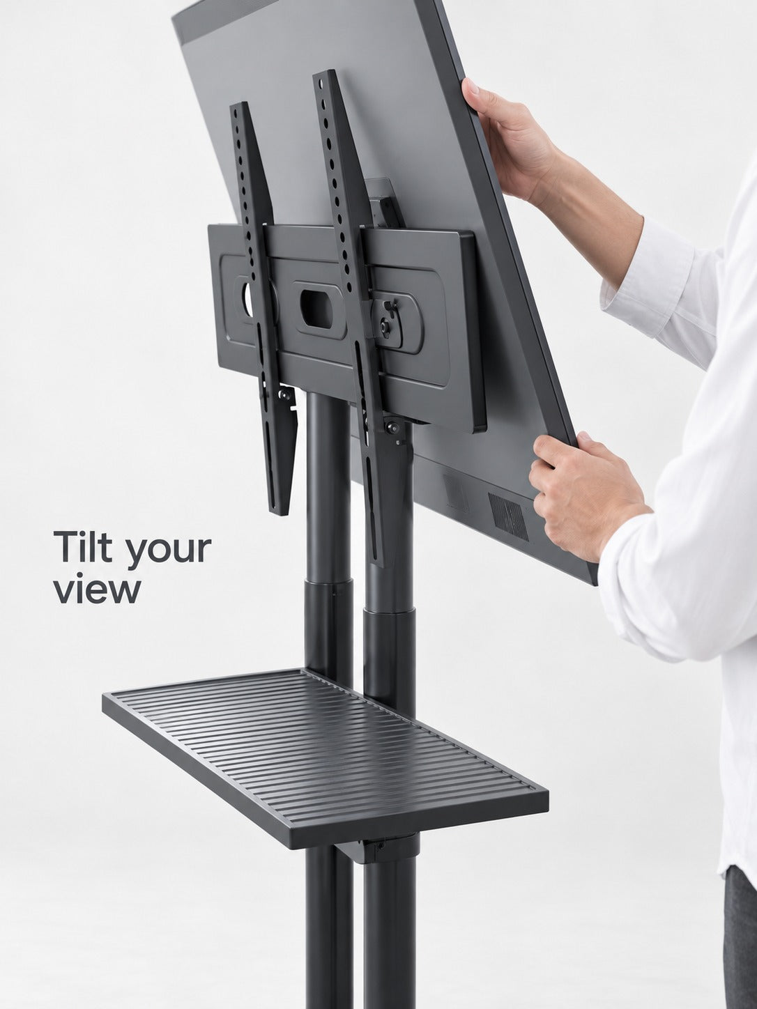 Rotating Mobile TV Stand with Height & Tilt Adjustment