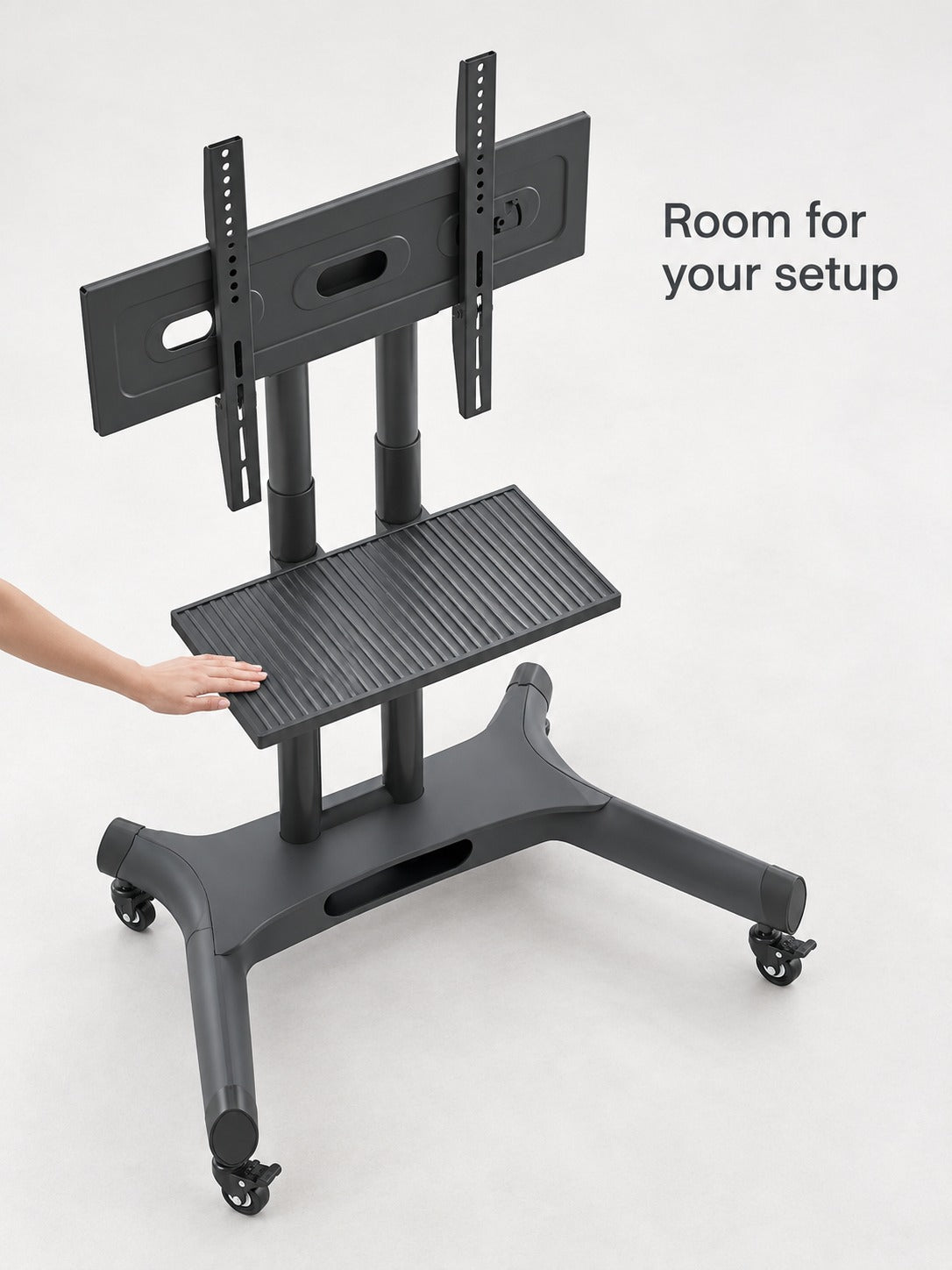 Rotating Mobile TV Stand with Height & Tilt Adjustment