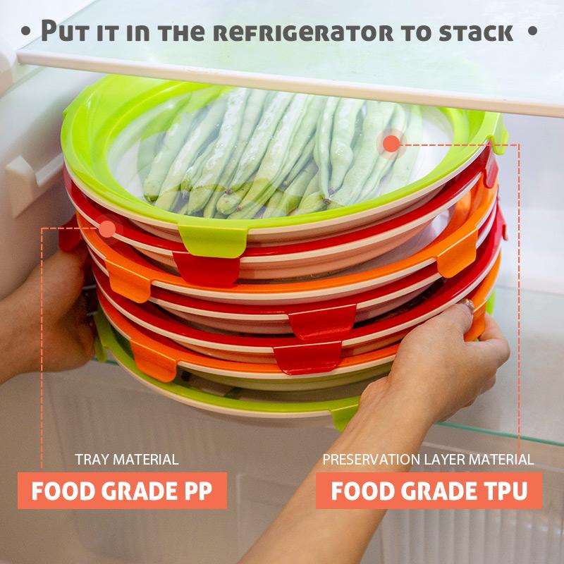 Round Food Preservation Tray for Fridge Storage