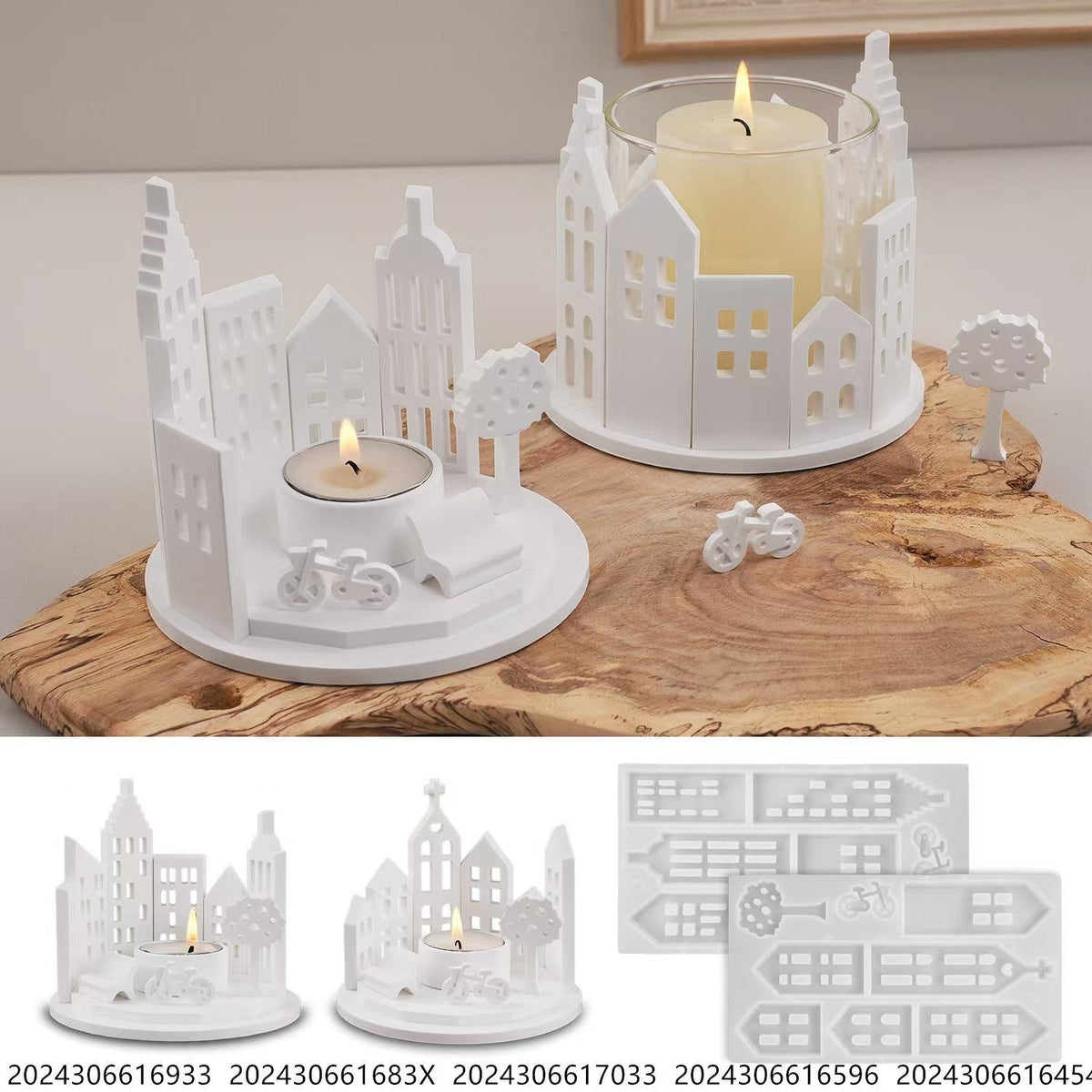 Silicone Candle Holder Mold for Miniature Town Decor