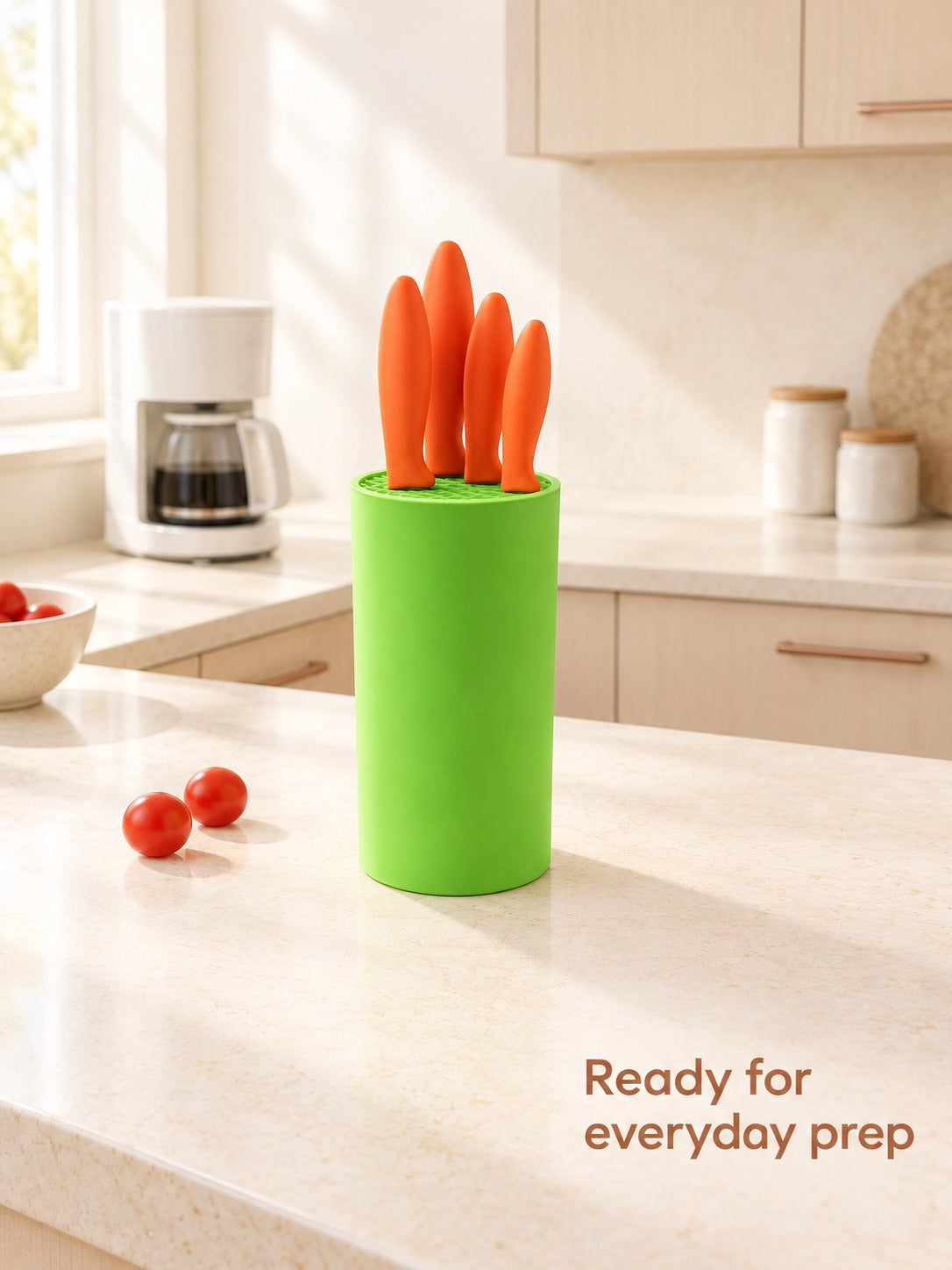 Colorful Round Knife Holder With Wavy Upright Insert