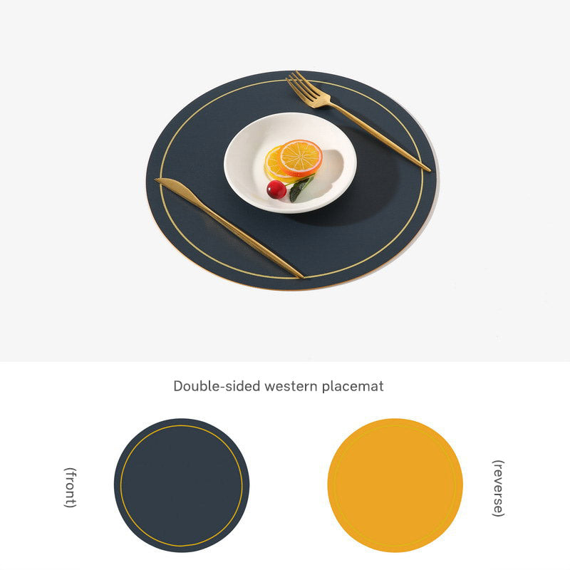 Round Leather-Look Placemat, Waterproof Table Protector