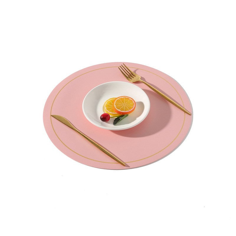 Round Leather-Look Placemat, Waterproof Table Protector
