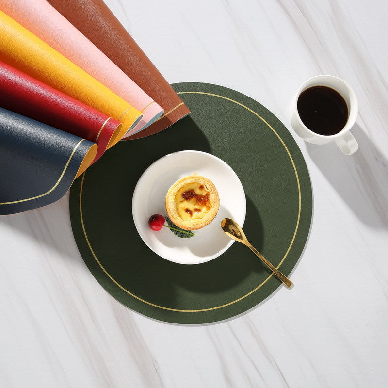 Round Leather-Look Placemat, Waterproof Table Protector