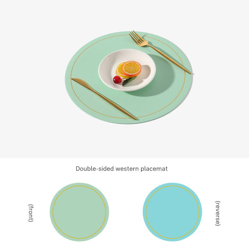 Round Leather-Look Placemat, Waterproof Table Protector