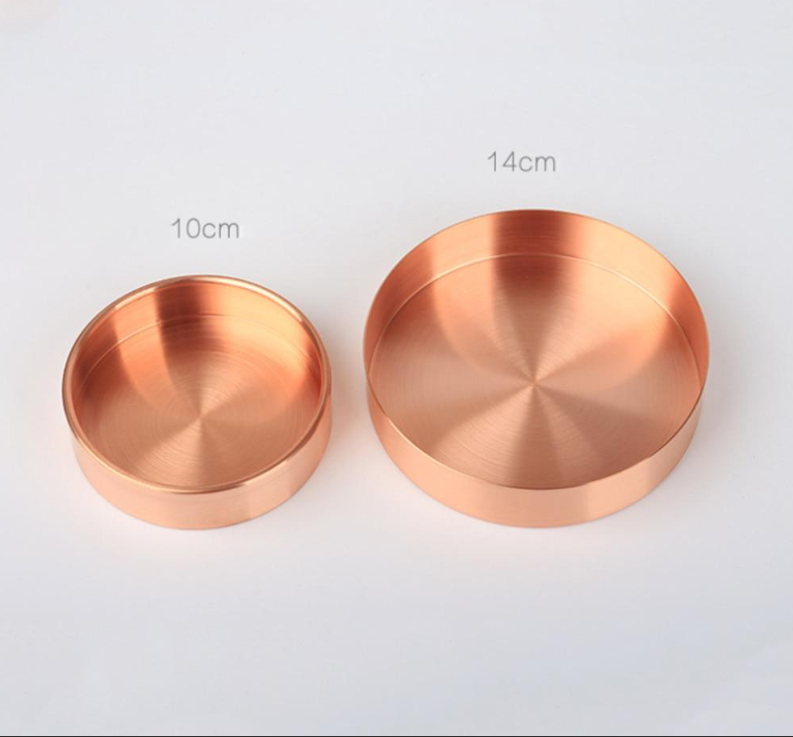 Round Metal Desk Organiser Tray Set for Keys and Rings