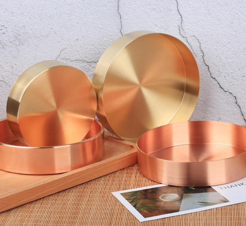 Round Metal Desk Organiser Tray Set for Keys and Rings