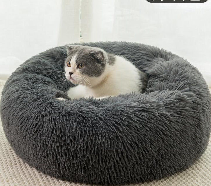 Round Plush Pet Bed for Warm, Secure Cozy Nesting