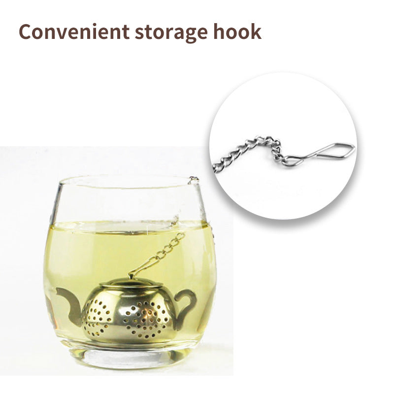 Teapot-Shaped Stainless Steel Tea Infuser With Chain Hook