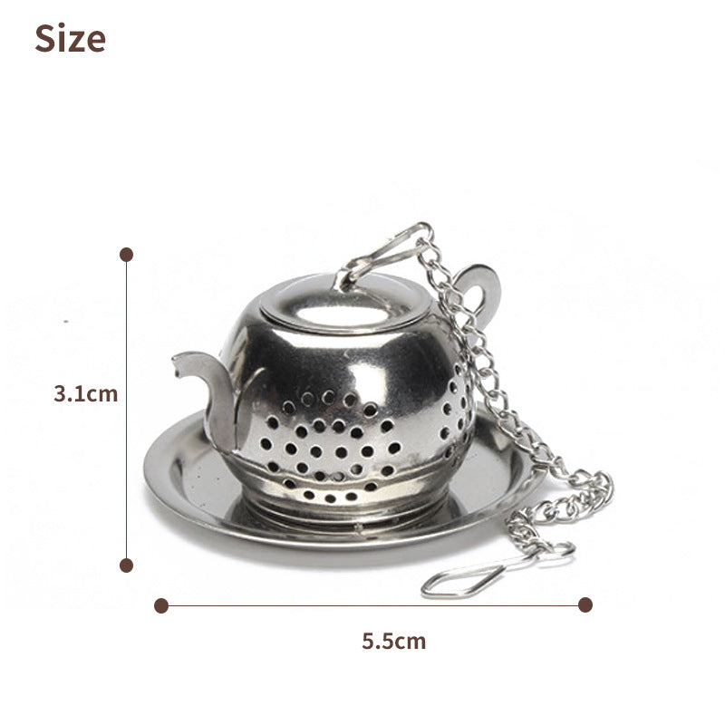 Teapot-Shaped Stainless Steel Tea Infuser With Chain Hook