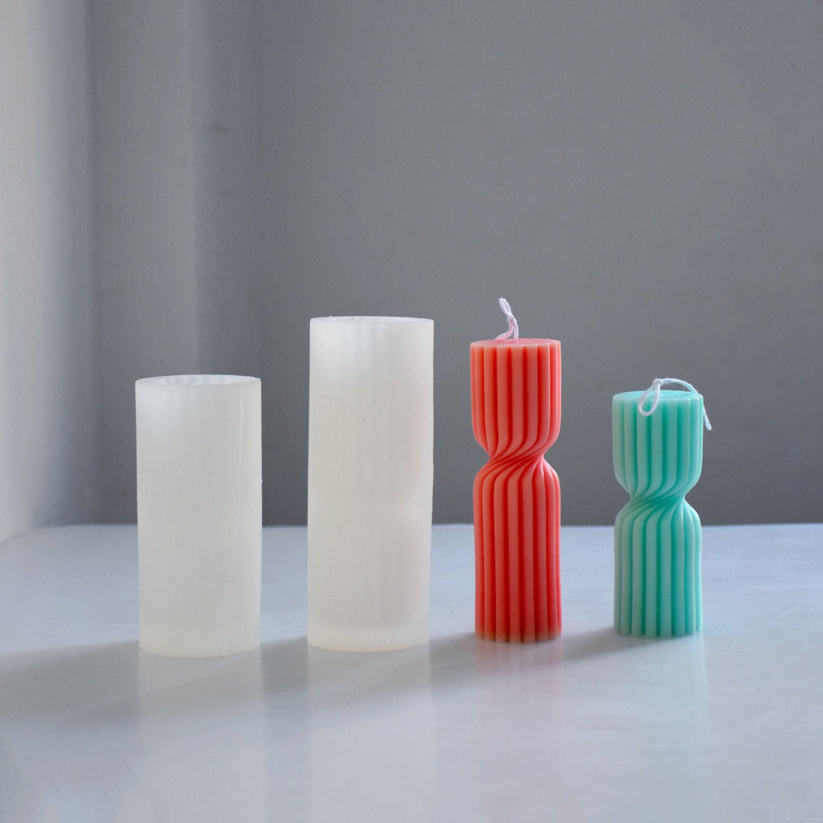 Spiral Candle Mold for Sculptural Ribbed Pillar Candles