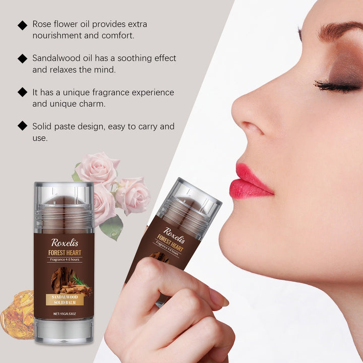 Sandalwood Solid Fragrance Balm, Portable 4-8 Hour