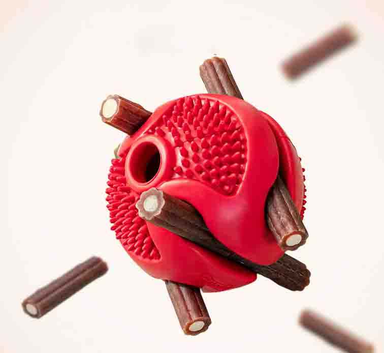 Rubber Dog Dental Ball Treat Dispenser for Enrichment