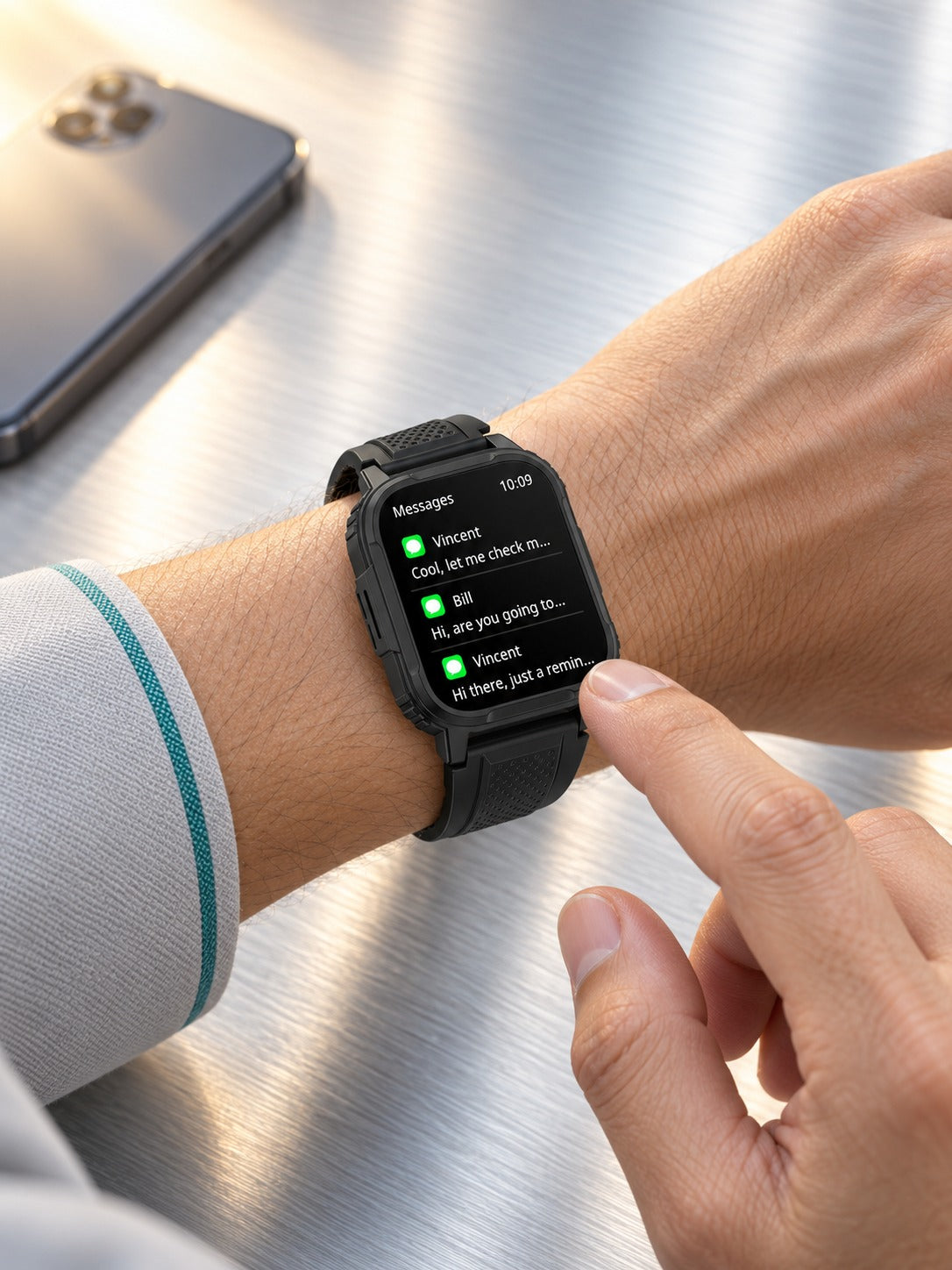 Rugged IP68 Smartwatch with Heart Rate & SpO2 Tracking