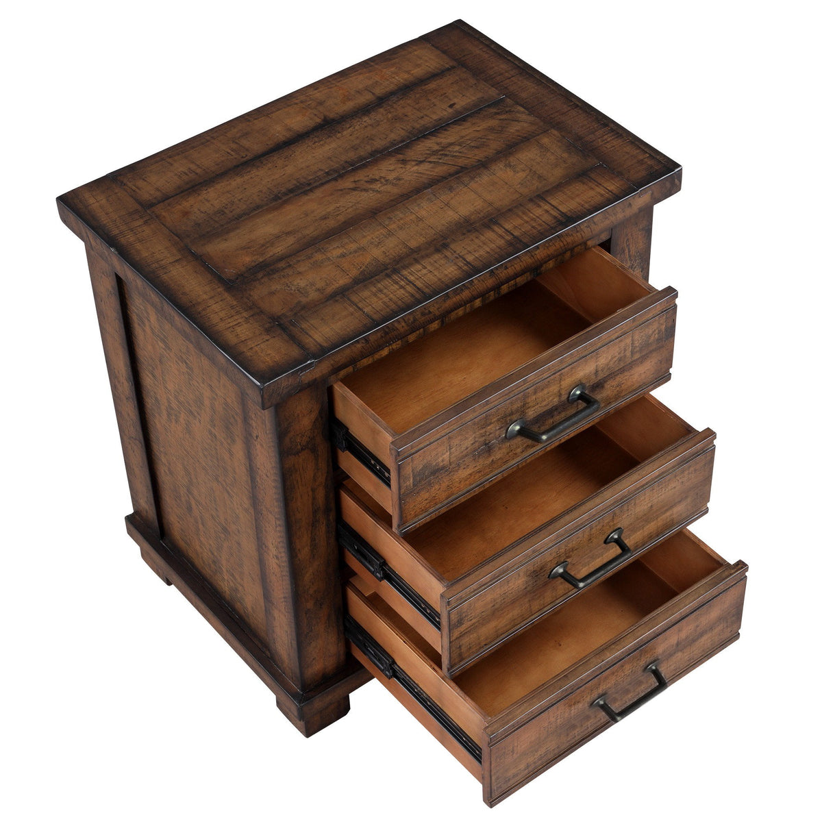 Solid Wood Farmhouse Nightstand with Three Drawers