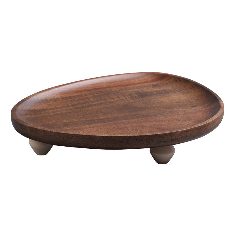 Walnut Wood Tray with Legs - Rustic Fruit & Snack Plate