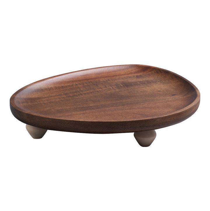 Walnut Wood Tray with Legs - Rustic Fruit & Snack Plate