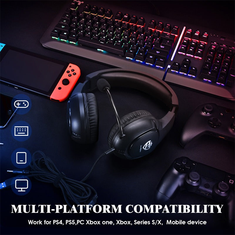 Wired RGB Gaming Headset for PS5, PC, Xbox & Mobile