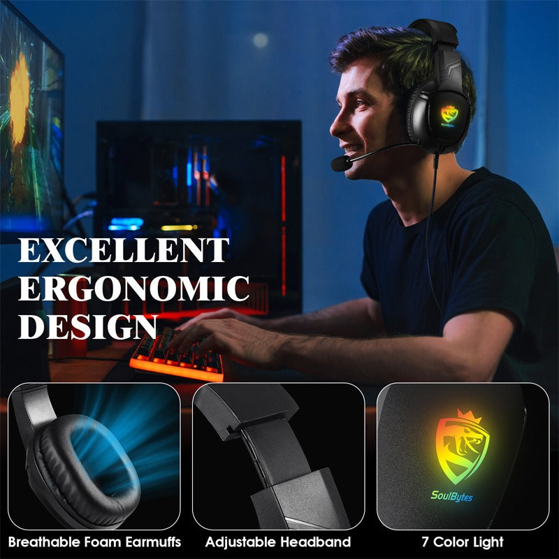 Wired RGB Gaming Headset for PS5, PC, Xbox & Mobile