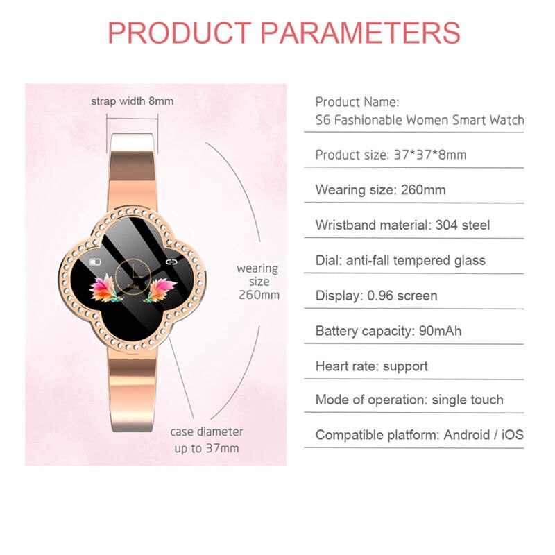Women's Smart Bracelet with Heart Rate & Blood Pressure