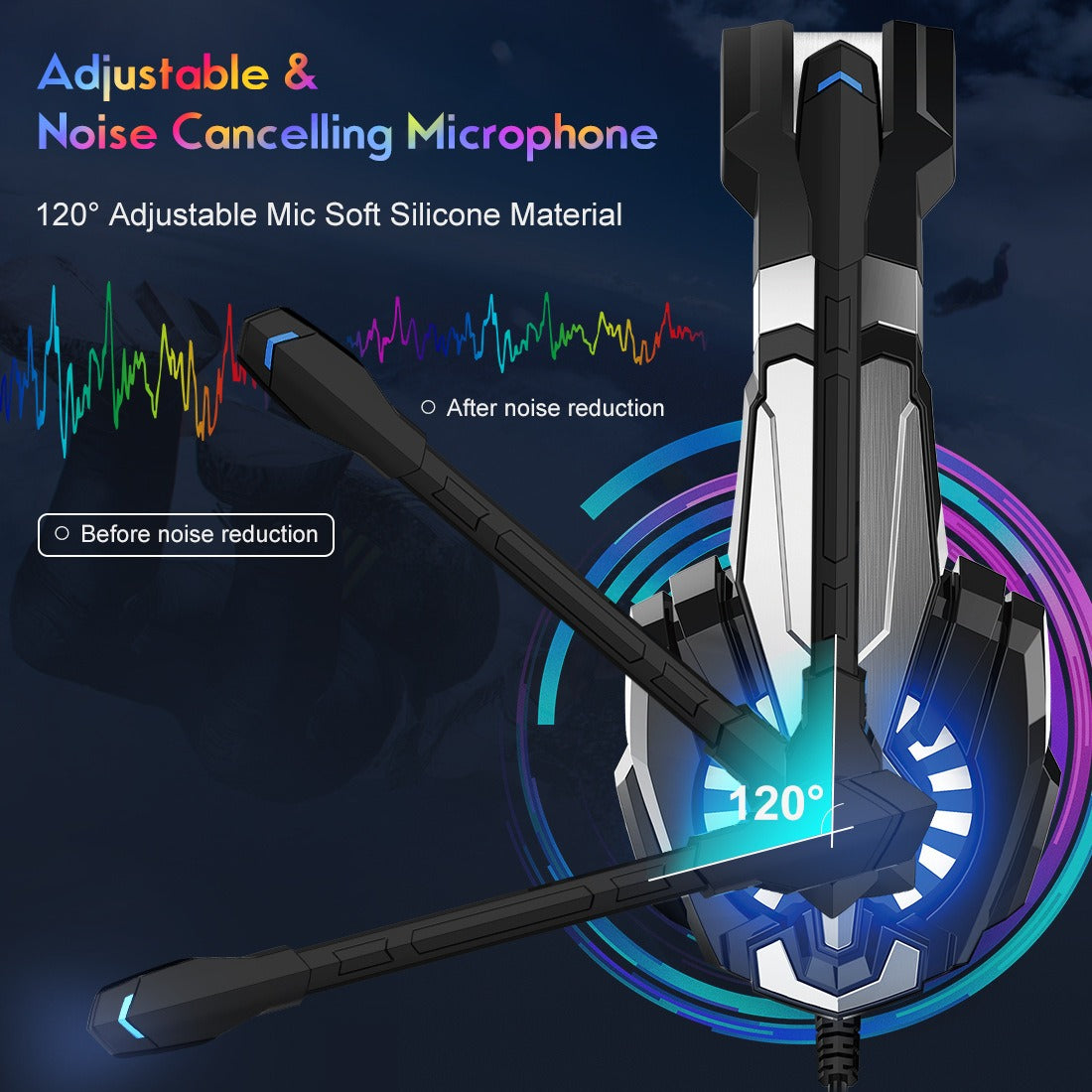 Wired LED Gaming Headset with Boom Mic for PC and PS4