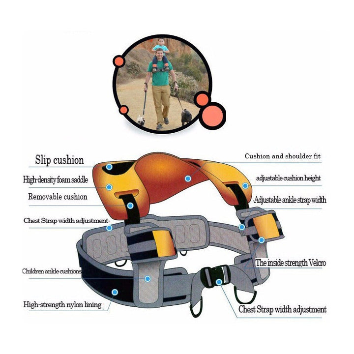 Child Shoulder Carrier Harness With Padded Saddle Seat
