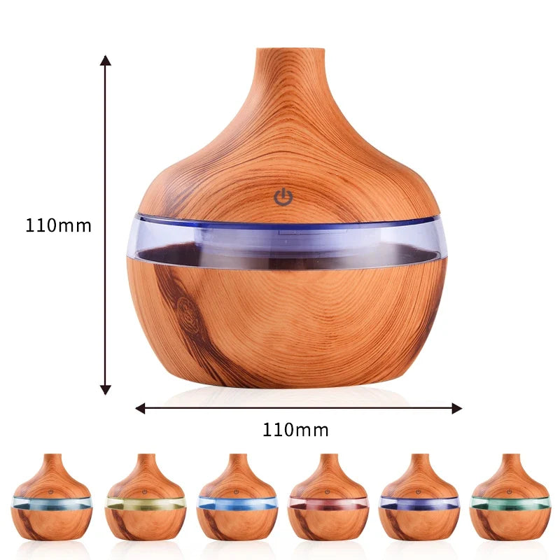 Ultrasonic Wood Grain Humidifier with Warm LED Glow