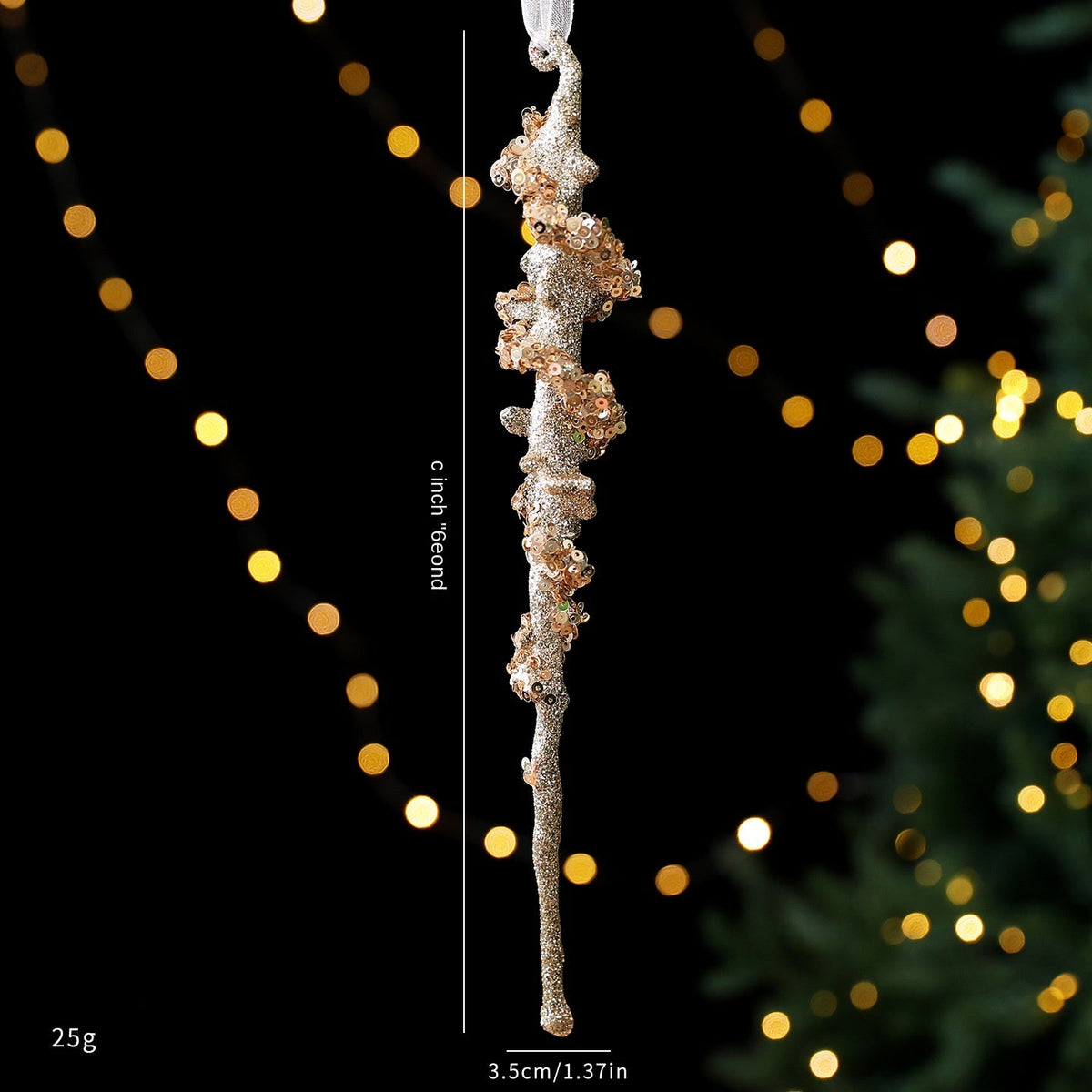 Christmas Tree Ornaments Champagne Gold Sparkling Decor