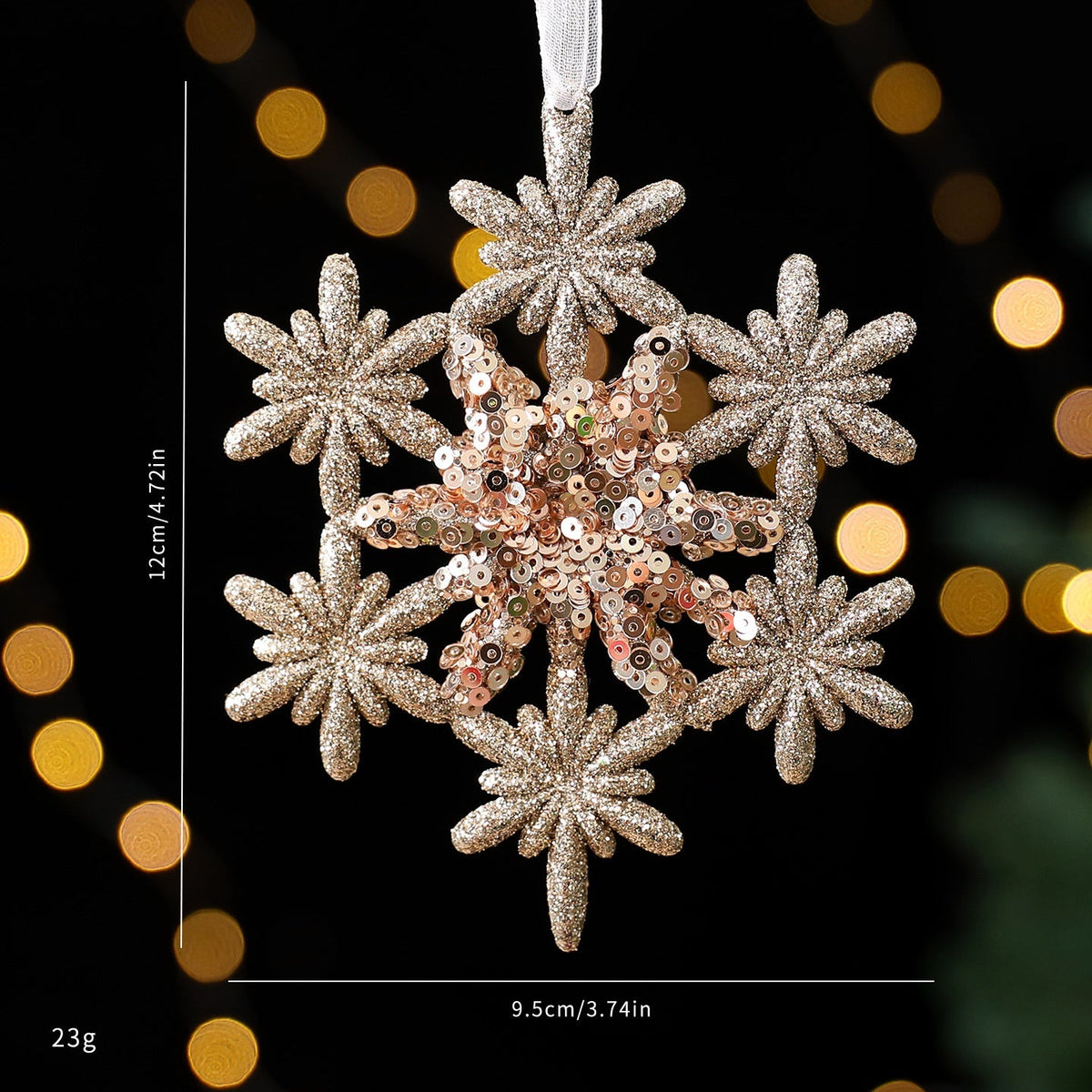 Christmas Tree Ornaments Champagne Gold Sparkling Decor