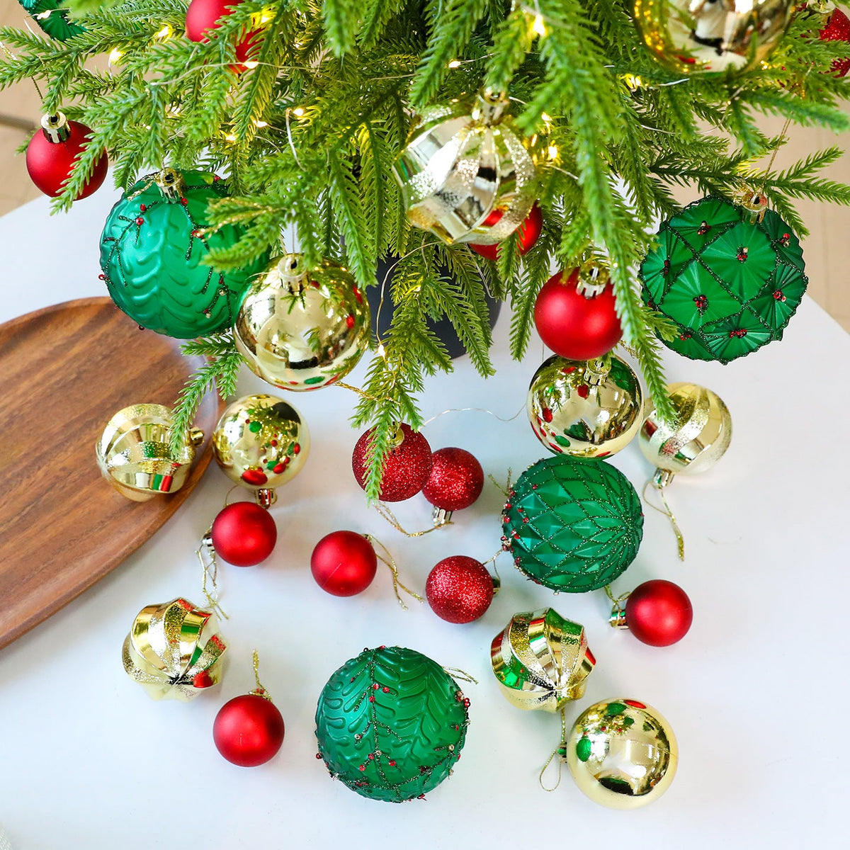 Christmas Ornament Set 36pc Red Green Gold Decor