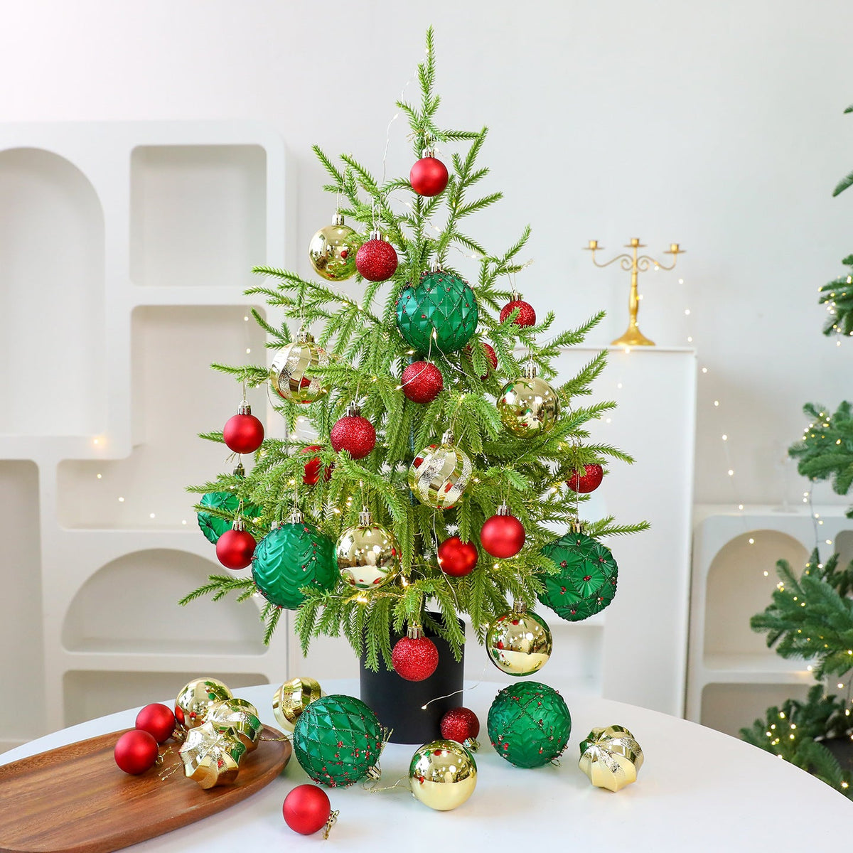 Christmas Ornament Set 36pc Red Green Gold Decor