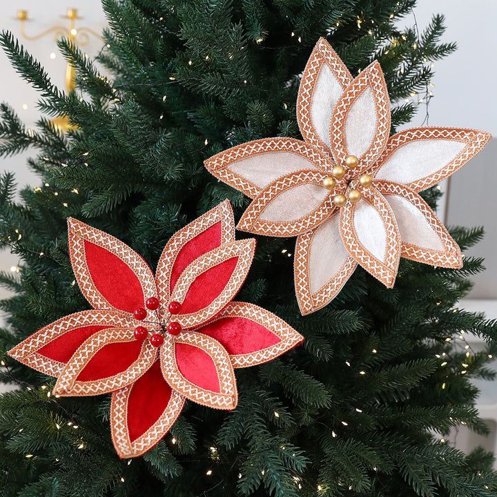 Faux Velvet Poinsettia Branches for Elegant Christmas Decor