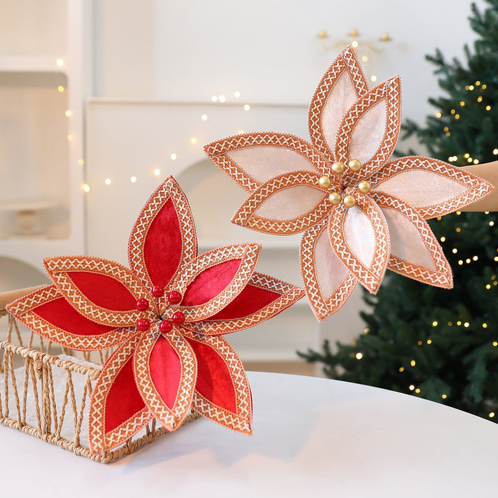 Faux Velvet Poinsettia Branches for Elegant Christmas Decor